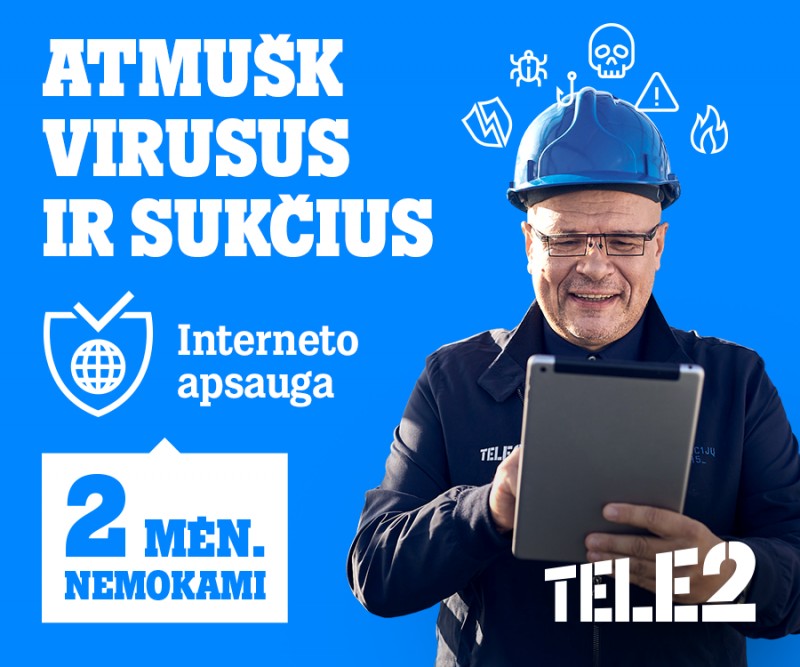 Išskirtinis pasiūlymas „Tele2“ klientams: operatorius pasirūpins apsauga internete be papildomų veiksmų
