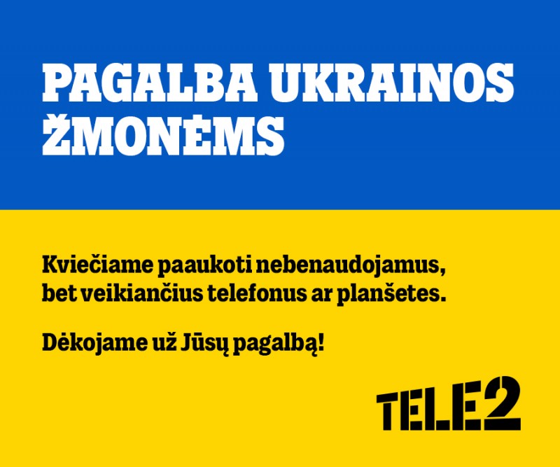 „Tele2“ ragina prisidėti prie pagalbos Ukrainos žmonėms: kviečia aukoti nebenaudojamą, bet veikiančią įrangą