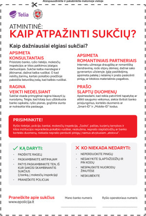 &bdquo;Telia&ldquo; ir Lietuvos policija kviečia senjorus namuose pasikabinti atmintinę prie&scaron; sukčius